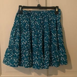 flowy green floral skirt small